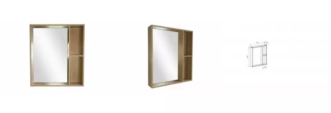 Зеркало «Bellezza» Рона 70 без света натуральный дуб правое