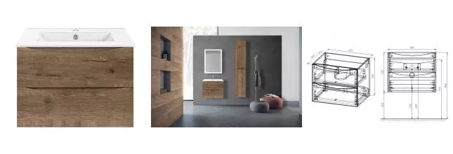 Тумба с раковиной «Vincea» Mia 60 (VBS-13960 60) подвесная V.Oak Тумба с раковиной «Vincea» Mia 60 (VBS-13960 60) подвесная V.Oak