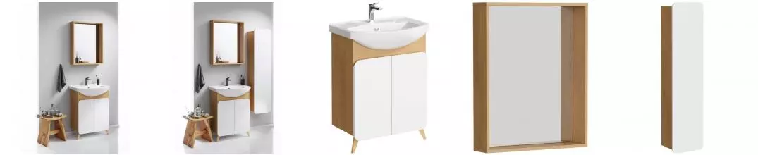 Мебель для ванной «Aqwella» Basic 65 белая/дуб золотой