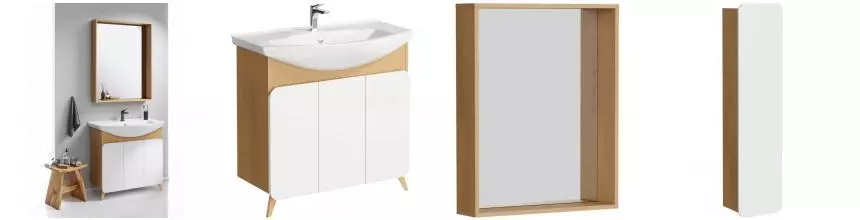 Мебель для ванной «Aqwella» Basic 85 белая/дуб золотой