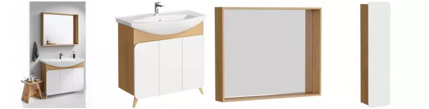 Мебель для ванной «Aqwella» Basic 105 белая/дуб золотой