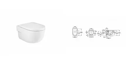 Подвесной унитаз «Roca» Meridian Rimless 734624L000 (Toma PSO 027606) белый с сиденьем дюропласт с микролифтом белое Подвесной унитаз «Roca» Meridian Rimless 734624L000 (Toma PSO 027606) белый с сиденьем дюропласт с микролифтом белое