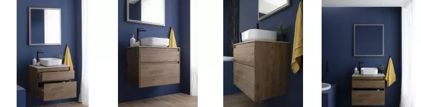 Мебель для ванной подвесная «Aquanet» Nova Lite 75 с 2 ящиками дуб рустикальный столешница серая