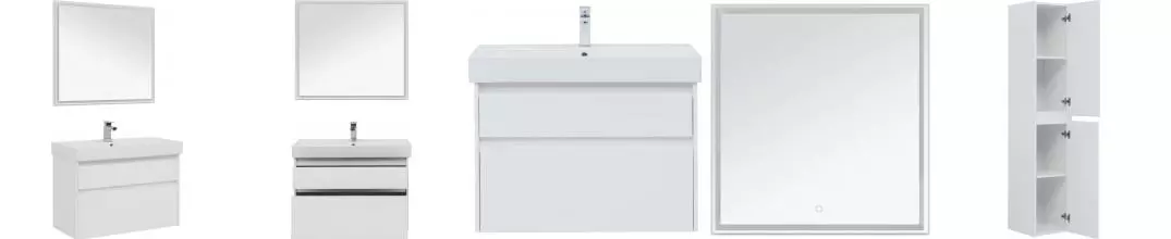 Мебель для ванной подвесная «Aquanet» Nova Lite 85 c 2 ящиками белый глянец