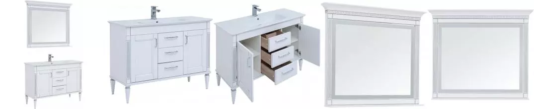 Мебель для ванной «Aquanet» Селена 120 3 ящика белая с патиной серебро
