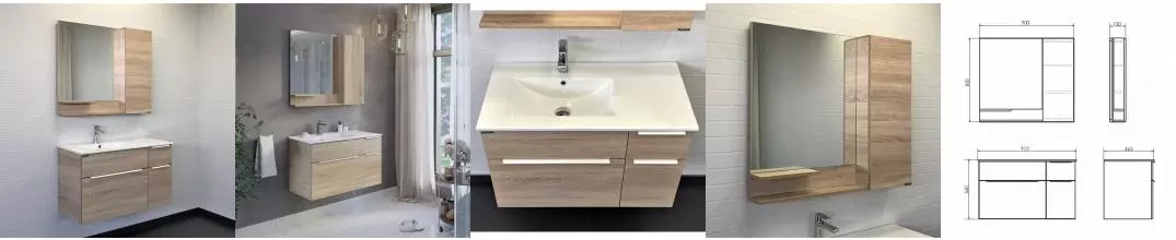 Мебель для ванной подвесная «Comforty» Варна 90 дуб сонома