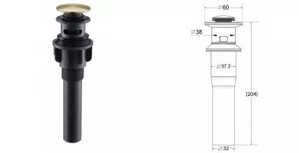 Донный клапан для раковины «Belbagno» BB-PCU-03-BORO с механизмом Клик-Клак золото/чёрный