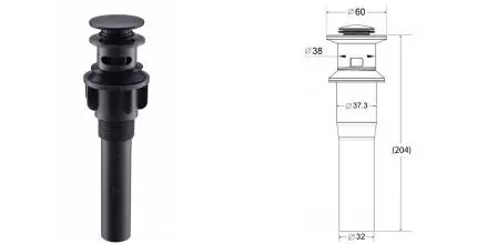 Донный клапан для раковины «Belbagno» BB-PCU-03-NERO с механизмом Клик-Клак чёрный
