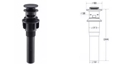 Донный клапан для раковины «Belbagno» BB-PCU-03-NERO с механизмом Клик-Клак чёрный Донный клапан для раковины «Belbagno» BB-PCU-03-NERO с механизмом Клик-Клак чёрный