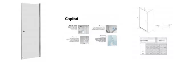Душевая дверь «Roca» Capital 7.M470.9.012.M с профилем 90/195 прозрачная/хром универсальная Душевая дверь «Roca» Capital 7.M470.9.012.M с профилем 90/195 прозрачная/хром универсальная
