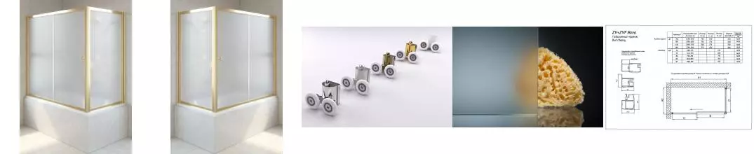 Шторка на ванну стеклянная «Vegas Glass» ZV+ZVF Tur Novo 170/70/140 сатин/золото универсальная