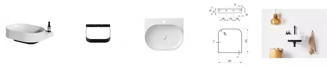 Консоль «Ravak» Yard 60 (Yard 60/50 с отв белая) подвесная чёрная