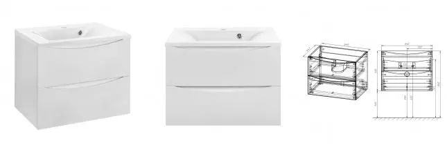 Тумба с раковиной «Vincea» Mia 65 (VCB-3M650W) подвесная G.White Тумба с раковиной «Vincea» Mia 65 (VCB-3M650W) подвесная G.White