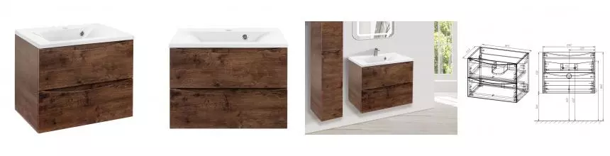 Тумба с раковиной «Vincea» Mia 65 (VCB-3M650W) подвесная R.Wood Тумба с раковиной «Vincea» Mia 65 (VCB-3M650W) подвесная R.Wood