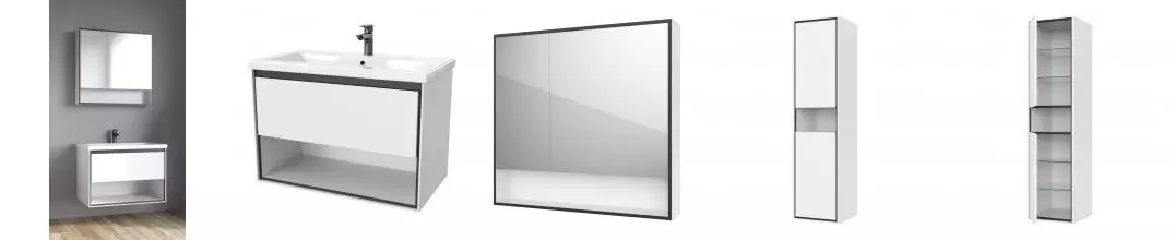 Мебель для ванной подвесная «Spectrum» Грано 80 арт.114 белая-серая/белая