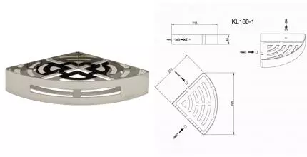 Угловая полка в ванну «Azario» AZ160 на стену хром