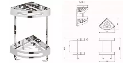 Угловая полка в ванну «Azario» AZ1602 на стену хром