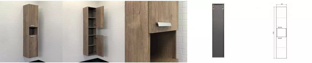 Пенал «Comforty» Никосия 35 подвесной дуб тёмный универсальный Пенал «Comforty» Никосия 35 подвесной дуб тёмный универсальный