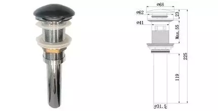 Донный клапан для раковины «Comforty» DK-01 MDH с механизмом Клик-Клак графит матовый