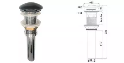 Донный клапан для раковины «Comforty» DK-01 MDH с механизмом Клик-Клак графит матовый