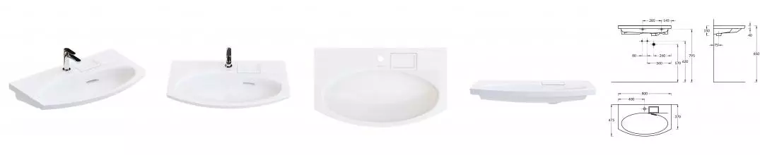 Раковина «Kerama Marazzi» Riva 80 RV.wb.80 с крепежом фарфоровая белая глянцевая Раковина «Kerama Marazzi» Riva 80 RV.wb.80 с крепежом фарфоровая белая глянцевая