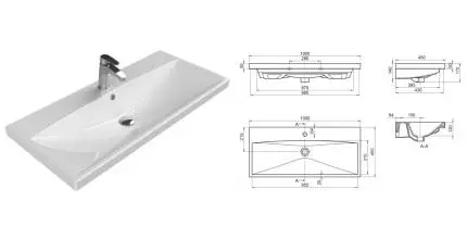 Раковина «Belbagno» 100/45 BB-0324-100-LVB фаянсовая белая Раковина «Belbagno» 100/45 BB-0324-100-LVB фаянсовая белая
