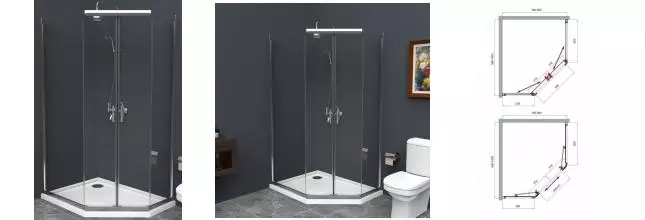 Душевой угол-ограждение «Belbagno» UNO-195-PH-2-100/80-C-Cr 100/80 прозрачный/хром многоугольный без поддона универсальный