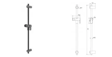 Штанга для душа «Iddis» Ray RAY70G0i17 графит