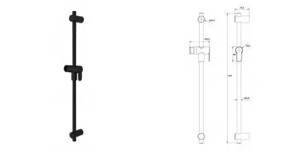 Штанга для душа «Iddis» Ray RAY70B0i17 чёрная матовая