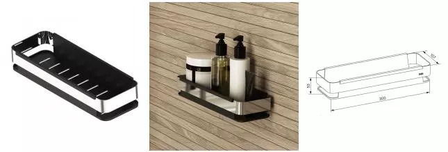 Полка в ванну «Iddis» SHE13SBi44 на стену чёрная/хром