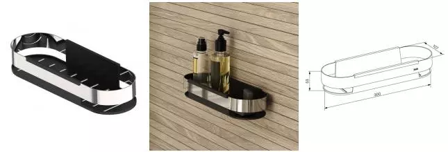 Полка в ванну «Iddis» SHE12SBi44 на стену чёрная/хром