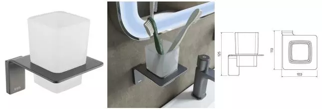 Стакан для зубных щёток «Iddis» Slide SLIGMG1i45 на стену графит