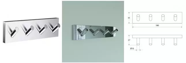 Планка с крючками «Iddis» Edifice EDISB40i41 на стену хром