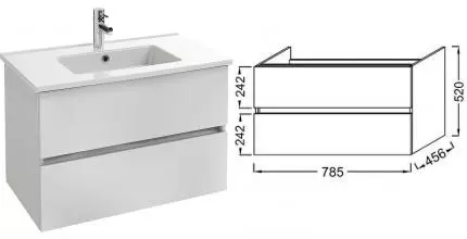EB2382-J5 Tolbiac Тумба под раковину 80см, 2 ящика, цвет белый лак EB2382-J5 · Jacob Delafon, EB2382-J5