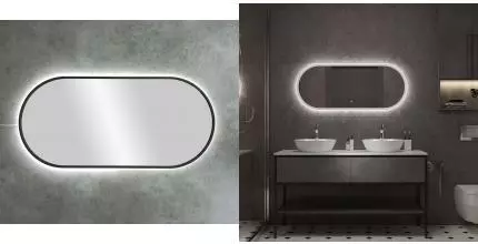 Зеркало «Art&Max» Bari 120/50 с подсветкой чёрный матовый