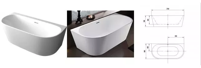 Ванна акриловая «Art&Max» AM-206 170/80 с ножками с сифоном белая Ванна акриловая «Art&Max» AM-206 170/80 с ножками с сифоном белая