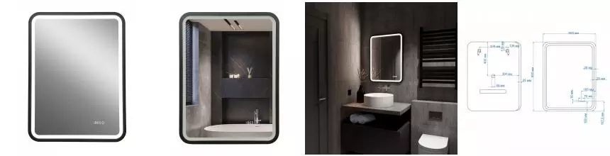 Зеркало «Art&Max» Genova 60/80 с подсветкой с часами