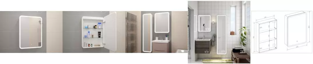 Зеркальный шкаф «Art&Max» Platino 55/80 с подсветкой белый правый