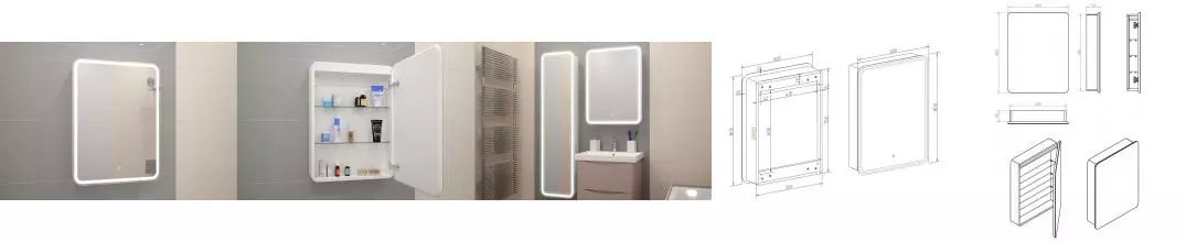 Зеркальный шкаф «Art&Max» Platino 60/80 с подсветкой белый правый