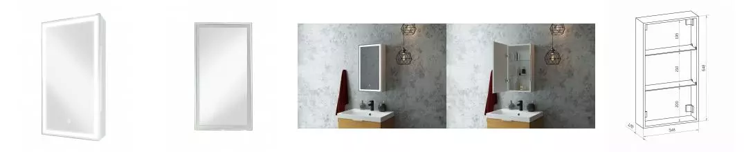 Зеркальный шкаф «Art&Max» Techno 35/65 с подсветкой белый левый