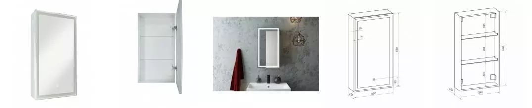 Зеркальный шкаф «Art&Max» Techno 35/65 с подсветкой белый правый