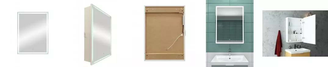 Зеркальный шкаф «Art&Max» Techno 55/80 с подсветкой белый правый