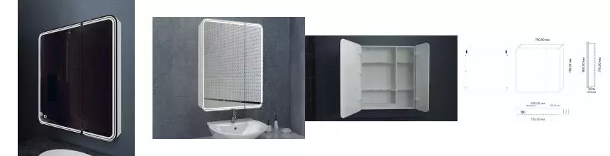 Зеркальный шкаф «Art&Max» Verona 80/80 с подсветкой белый левый