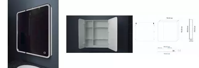 Зеркальный шкаф «Art&Max» Verona 80/80 с подсветкой белый правый