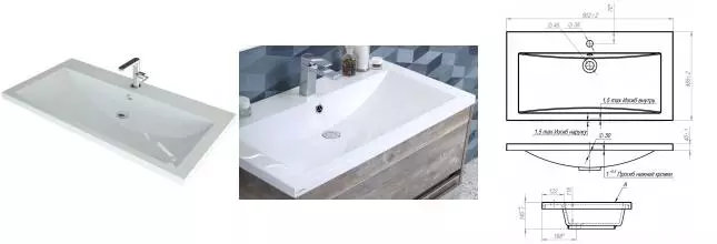 Раковина «Art&Max» 90 AM-LAV-900-MR-A литьевой мрамор белая Раковина «Art&Max» 90 AM-LAV-900-MR-A литьевой мрамор белая