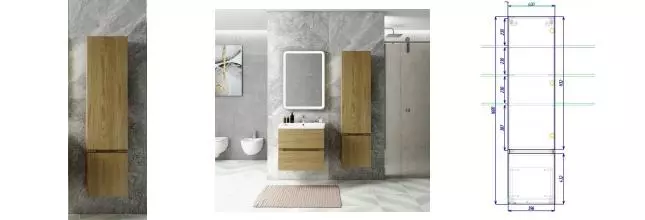 Пенал «Art&Max» Techno 40 подвесной Дуб мадейра правый