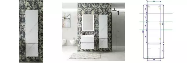 Пенал «Art&Max» Techno 40 подвесной Монти мрамор правый