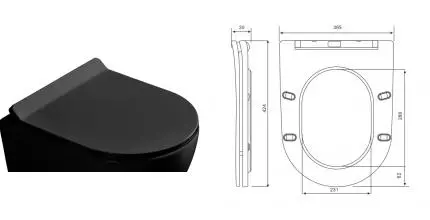 Сиденье для унитаза «Art&Max» Ovale AM011SC-MB ультратонкое дюропласт с микролифтом черное