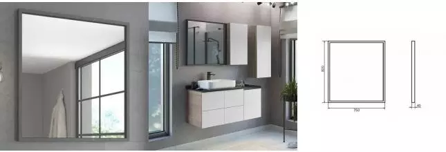 Зеркало «Comforty» Бредфорд 75 без света графит Зеркало «Comforty» Бредфорд 75 без света графит