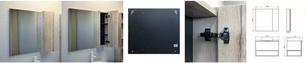 Зеркало с шкафчиком «Comforty» Порто 90 без света дуб дымчатый/серый графит универсальный Зеркало с шкафчиком «Comforty» Порто 90 без света дуб дымчатый/серый графит универсальный